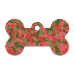 Pink And Green Camouflage Pattern Dog Tag Bone (two Sides) by SpinnyChairDesigns
