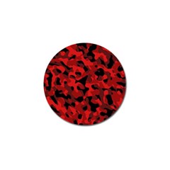 Red And Black Camouflage Pattern Golf Ball Marker by SpinnyChairDesigns