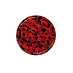 Red And Black Camouflage Pattern Hat Clip Ball Marker by SpinnyChairDesigns