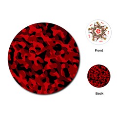 Red And Black Camouflage Pattern Playing Cards Single Design (round) by SpinnyChairDesigns