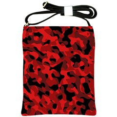 Red And Black Camouflage Pattern Shoulder Sling Bag by SpinnyChairDesigns