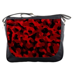 Red And Black Camouflage Pattern Messenger Bag by SpinnyChairDesigns