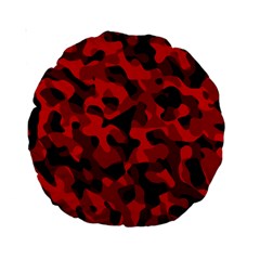 Red And Black Camouflage Pattern Standard 15  Premium Round Cushions by SpinnyChairDesigns