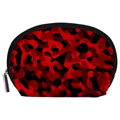 Red And Black Camouflage Pattern Accessory Pouch (large) by SpinnyChairDesigns