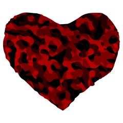 Red And Black Camouflage Pattern Large 19  Premium Flano Heart Shape Cushions by SpinnyChairDesigns