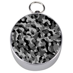 Grey And Black Camouflage Pattern Silver Compasses by SpinnyChairDesigns