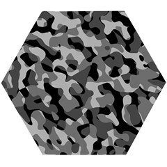 Grey And Black Camouflage Pattern Wooden Puzzle Hexagon by SpinnyChairDesigns