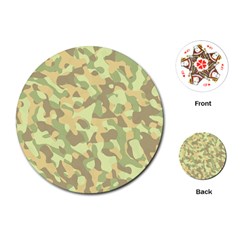 Light Green Brown Yellow Camouflage Pattern Playing Cards Single Design (round) by SpinnyChairDesigns