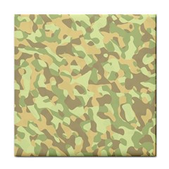 Light Green Brown Yellow Camouflage Pattern Face Towel by SpinnyChairDesigns