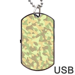 Light Green Brown Yellow Camouflage Pattern Dog Tag Usb Flash (one Side) by SpinnyChairDesigns