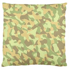 Light Green Brown Yellow Camouflage Pattern Large Cushion Case (one Side) by SpinnyChairDesigns