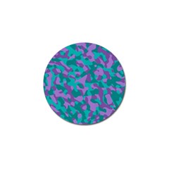 Purple And Teal Camouflage Pattern Golf Ball Marker by SpinnyChairDesigns