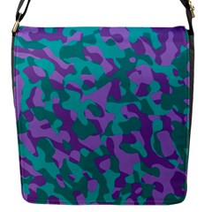 Purple And Teal Camouflage Pattern Flap Closure Messenger Bag (s) by SpinnyChairDesigns