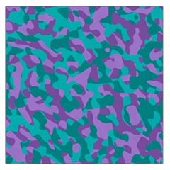 Purple And Teal Camouflage Pattern Large Satin Scarf (square) by SpinnyChairDesigns