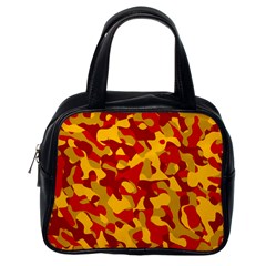 Red And Yellow Camouflage Pattern Classic Handbag (one Side) by SpinnyChairDesigns