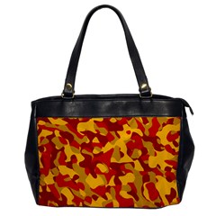 Red And Yellow Camouflage Pattern Oversize Office Handbag by SpinnyChairDesigns