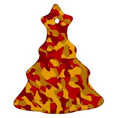 Red And Yellow Camouflage Pattern Ornament (christmas Tree)  by SpinnyChairDesigns