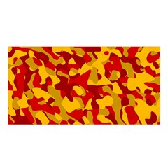 Red And Yellow Camouflage Pattern Satin Shawl by SpinnyChairDesigns