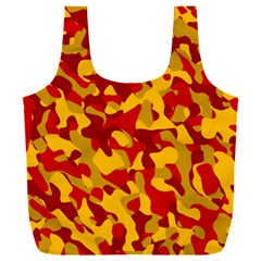 Red And Yellow Camouflage Pattern Full Print Recycle Bag (xxxl) by SpinnyChairDesigns