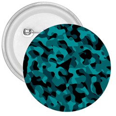 Black And Teal Camouflage Pattern 3  Buttons by SpinnyChairDesigns