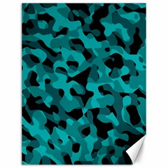 Black And Teal Camouflage Pattern Canvas 12  X 16  by SpinnyChairDesigns