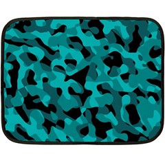 Black And Teal Camouflage Pattern Fleece Blanket (mini) by SpinnyChairDesigns