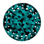 Black and Teal Camouflage Pattern Ornament (Round Filigree) Front