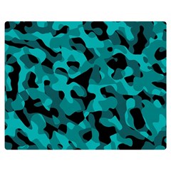 Black And Teal Camouflage Pattern Double Sided Flano Blanket (medium)  by SpinnyChairDesigns