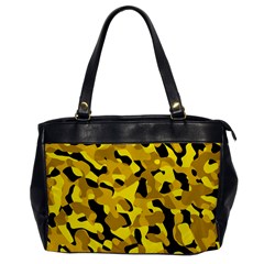 Black And Yellow Camouflage Pattern Oversize Office Handbag by SpinnyChairDesigns