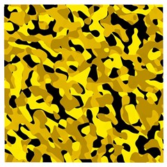 Black And Yellow Camouflage Pattern Wooden Puzzle Square by SpinnyChairDesigns