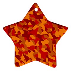 Red And Orange Camouflage Pattern Ornament (star) by SpinnyChairDesigns