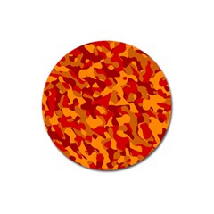 Red And Orange Camouflage Pattern Magnet 3  (round) by SpinnyChairDesigns