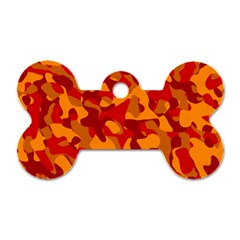 Red And Orange Camouflage Pattern Dog Tag Bone (one Side) by SpinnyChairDesigns