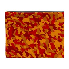 Red And Orange Camouflage Pattern Cosmetic Bag (xl) by SpinnyChairDesigns