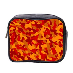 Red And Orange Camouflage Pattern Mini Toiletries Bag (two Sides) by SpinnyChairDesigns