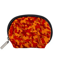 Red And Orange Camouflage Pattern Accessory Pouch (small) by SpinnyChairDesigns