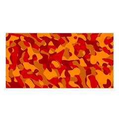 Red And Orange Camouflage Pattern Satin Shawl by SpinnyChairDesigns