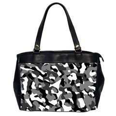 Black And White Camouflage Pattern Oversize Office Handbag (2 Sides) by SpinnyChairDesigns