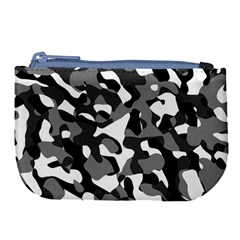 Black And White Camouflage Pattern Large Coin Purse by SpinnyChairDesigns