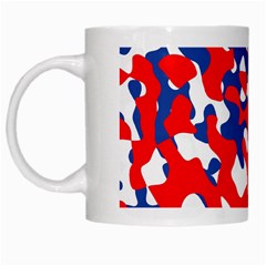 Red White Blue Camouflage Pattern White Mugs by SpinnyChairDesigns
