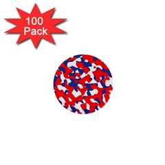 Red White Blue Camouflage Pattern 1  Mini Buttons (100 Pack)  by SpinnyChairDesigns