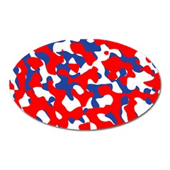 Red White Blue Camouflage Pattern Oval Magnet by SpinnyChairDesigns