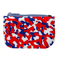 Red White Blue Camouflage Pattern Large Coin Purse by SpinnyChairDesigns