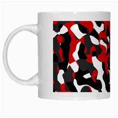 Black Red White Camouflage Pattern White Mugs by SpinnyChairDesigns