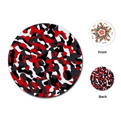 Black Red White Camouflage Pattern Playing Cards Single Design (round) by SpinnyChairDesigns
