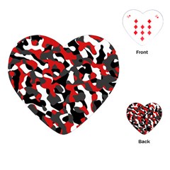Black Red White Camouflage Pattern Playing Cards Single Design (heart) by SpinnyChairDesigns