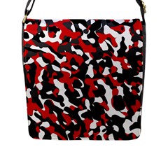 Black Red White Camouflage Pattern Flap Closure Messenger Bag (l) by SpinnyChairDesigns