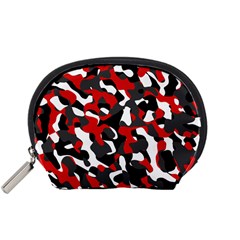 Black Red White Camouflage Pattern Accessory Pouch (small) by SpinnyChairDesigns