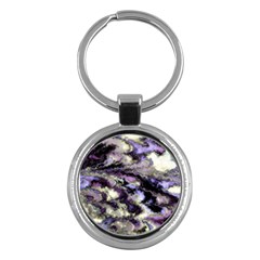 Purple Yellow Marble Key Chain (round) by ibelieveimages