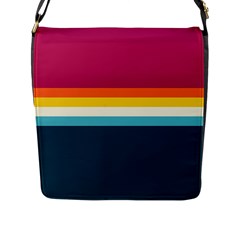 70s Vintage Stripes Flap Closure Messenger Bag (l) by tmsartbazaar